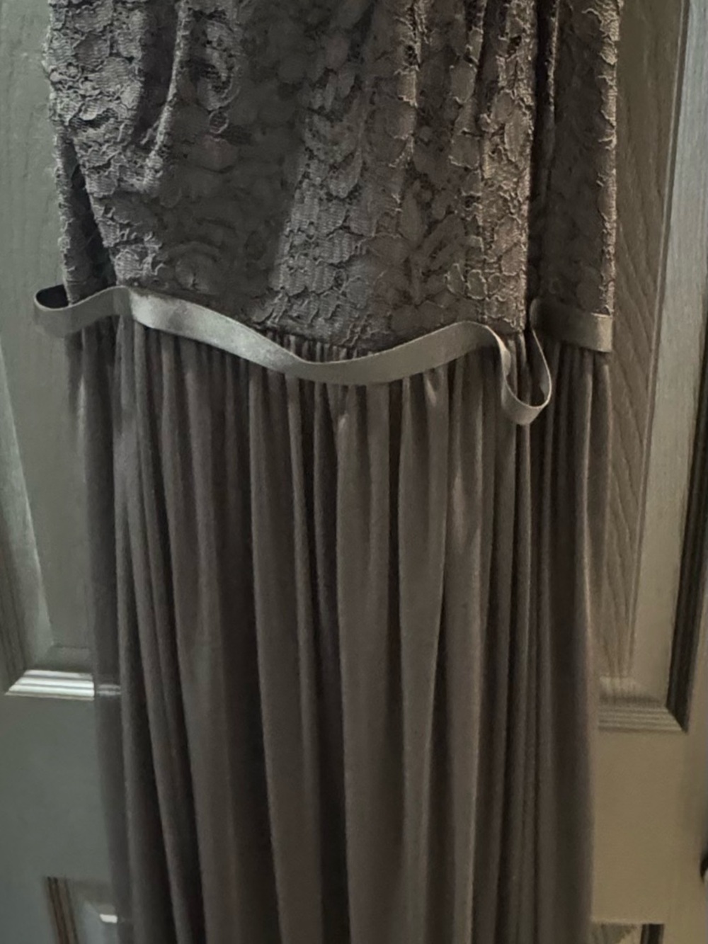 David's Bridal Ivory and Black Lace Bodice Cocktail Dress